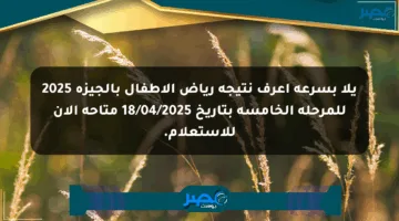 يلا بسرعة اعرف نتيجة رياض الأطفال بالجيزة 2025 للمرحلة الخامسة بتاريخ 18/04/2025 متاحة الآن للاستعلام.